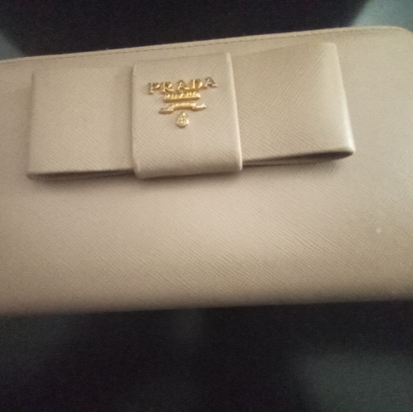 Prada Saffiano Leather Bow Long Zip Wallet - Picture 10 of 14